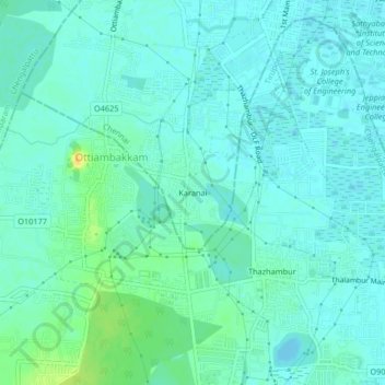 Mapa topográfico Karanai, altitud, relieve