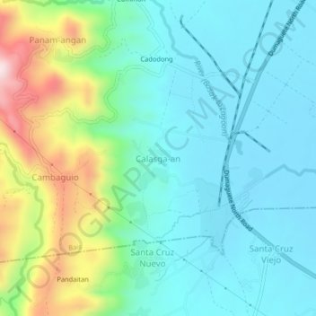 Mapa topográfico Calasga-an, altitud, relieve