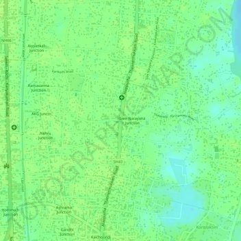 Mapa topográfico Thalavady, altitud, relieve