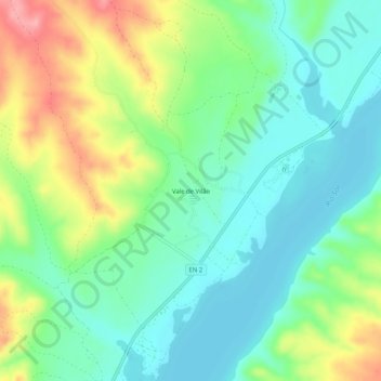 Mapa topográfico Vale de Vilão, altitud, relieve