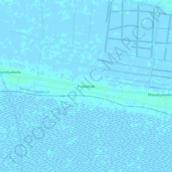 Mapa topográfico Puthukudi, altitud, relieve