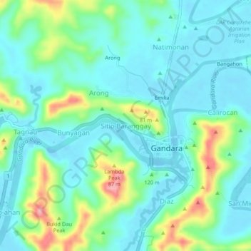 Mapa topográfico Sitio Baranggay, altitud, relieve
