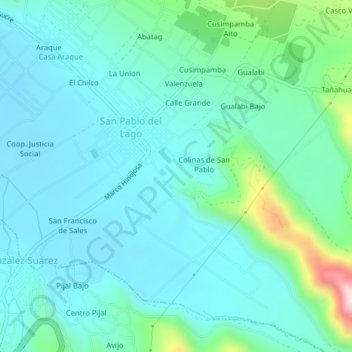 Mapa topográfico Cusin, altitud, relieve