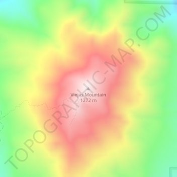 Mapa topográfico Viejas Mountain, altitud, relieve