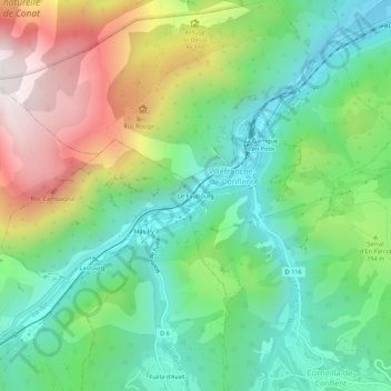 Mapa topográfico Le Faubourg, altitud, relieve