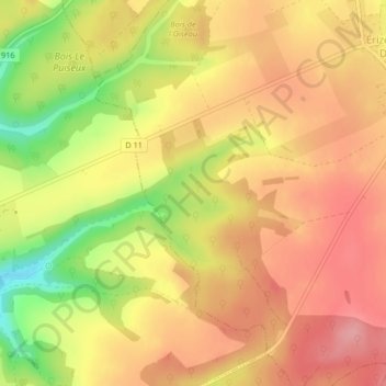 Mapa topográfico Genèves, altitud, relieve