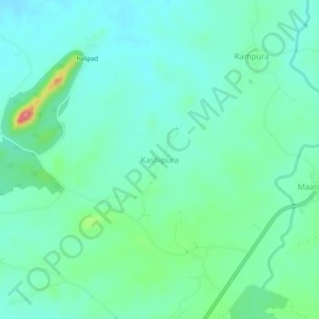 Mapa topográfico Kashipura, altitud, relieve