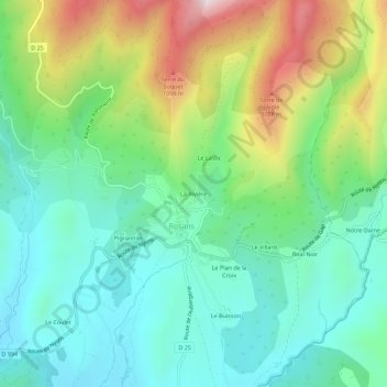 Mapa topográfico La Rivière, altitud, relieve