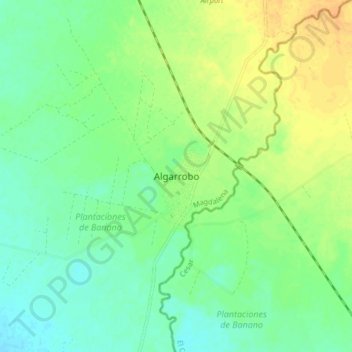 Mapa topográfico Algarrobo, altitud, relieve