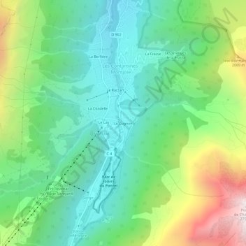 Mapa topográfico Le Cugnon, altitud, relieve