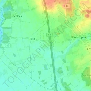 Mapa topográfico Jalm, altitud, relieve