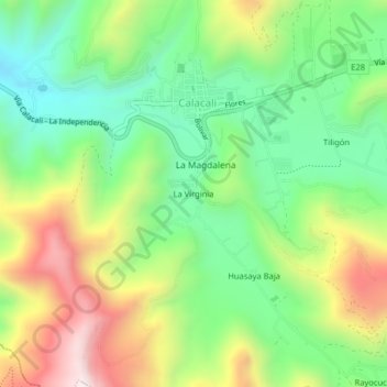 Mapa topográfico La Virginia, altitud, relieve