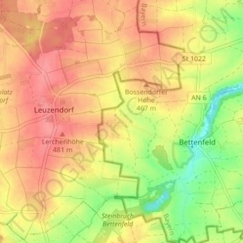 Mapa topográfico Reusch, altitud, relieve