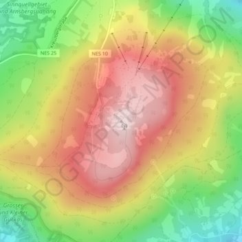 Mapa topográfico Kreuzberg (Rhön), altitud, relieve