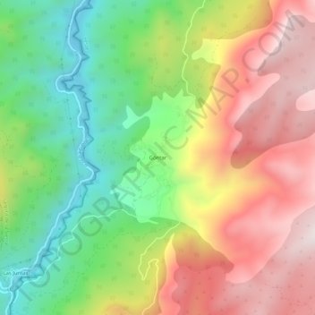 Mapa topográfico Góntar, altitud, relieve