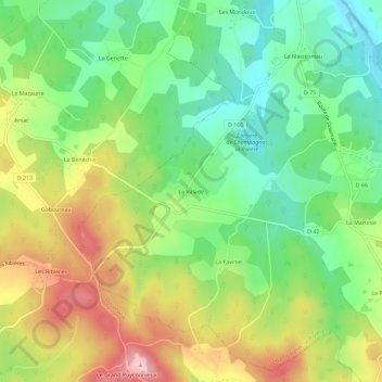 Mapa topográfico La Valade, altitud, relieve