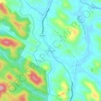 Mapa topográfico Vakayar, altitud, relieve