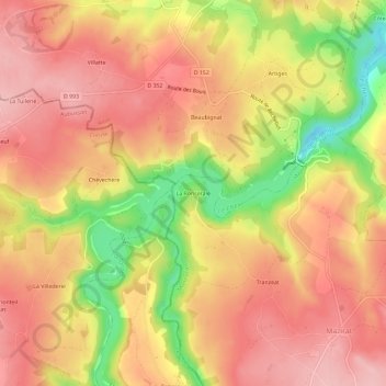 Mapa topográfico La Ronceraie, altitud, relieve