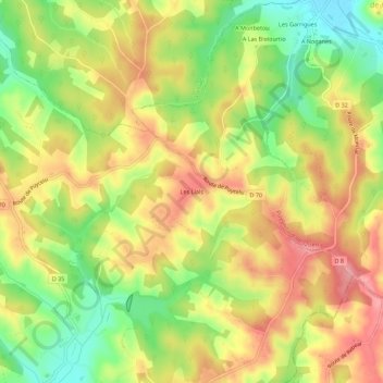 Mapa topográfico Les Lials, altitud, relieve