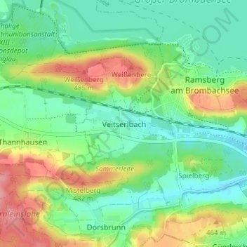 Mapa topográfico Veitserlbach, altitud, relieve