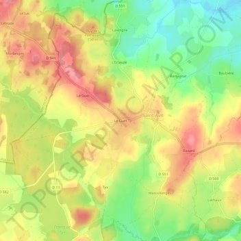 Mapa topográfico Le Guet, altitud, relieve