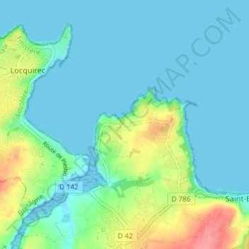 Mapa topográfico Kerdrehoret, altitud, relieve