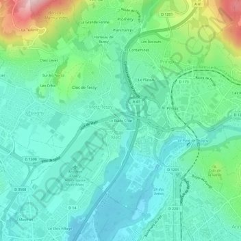 Mapa topográfico Le Blanc Chat, altitud, relieve