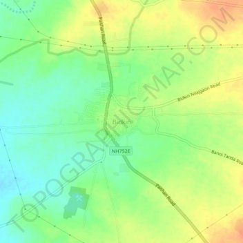 Mapa topográfico Bidkin, altitud, relieve