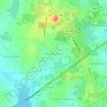 Mapa topográfico Chimasandra, altitud, relieve