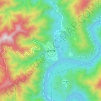 Mapa topográfico Boleng, altitud, relieve