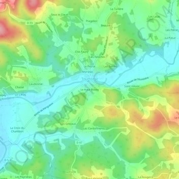 Mapa topográfico Le Haut Bourg, altitud, relieve