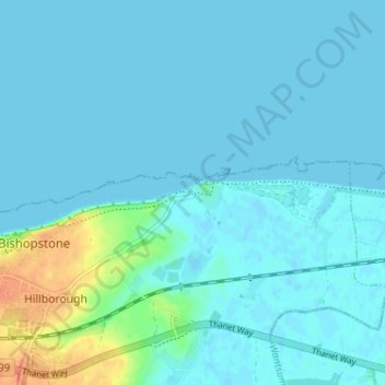 Mapa topográfico Reculver, altitud, relieve