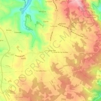 Mapa topográfico Le Cap del Mas, altitud, relieve