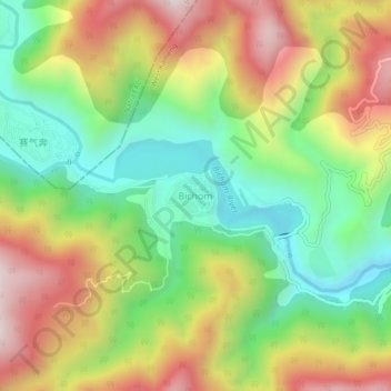 Mapa topográfico Bichom, altitud, relieve