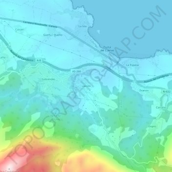 Mapa topográfico Loroñe, altitud, relieve