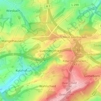 Mapa topográfico Lummerschied, altitud, relieve