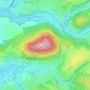 Mapa topográfico Wilzenberg, altitud, relieve