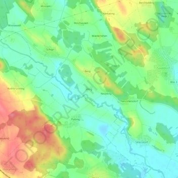 Mapa topográfico Kling, altitud, relieve
