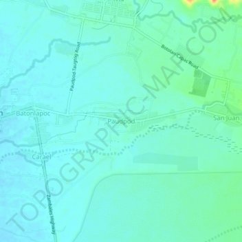 Mapa topográfico Paudpod, altitud, relieve