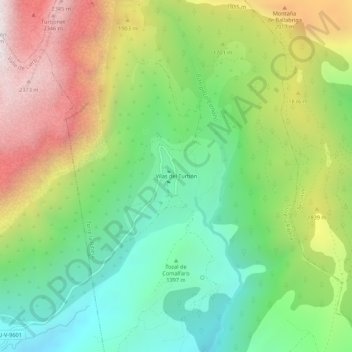 Mapa topográfico Vilas del Turbón, altitud, relieve