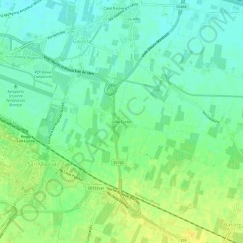Mapa topográfico Villa Curta, altitud, relieve