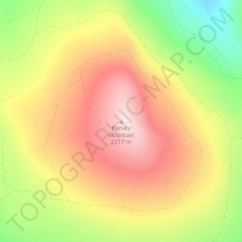 Mapa topográfico Harvey Mountain, altitud, relieve