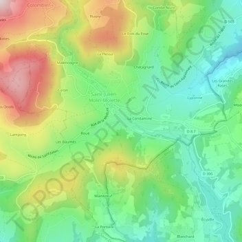 Mapa topográfico Le Mas, altitud, relieve