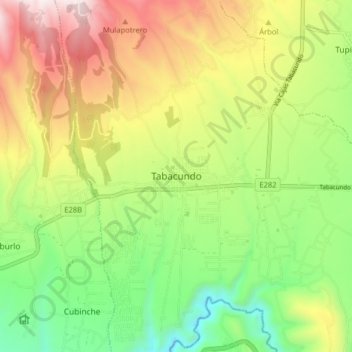 Mapa topográfico Tabacundo, altitud, relieve