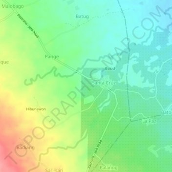 Mapa topográfico Iphag, altitud, relieve
