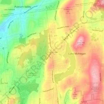 Mapa topográfico Mohegan Lake, altitud, relieve