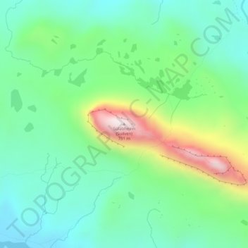 Mapa topográfico Suilven, altitud, relieve