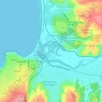 Mapa topográfico La Isla, altitud, relieve