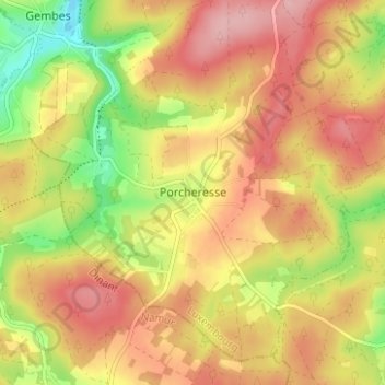 Mapa topográfico Porcheresse, altitud, relieve