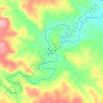 Mapa topográfico Cañada del Sauce, altitud, relieve